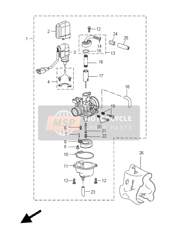 Yamaha CW50E 2013 Carburateur pour un 2013 Yamaha CW50E